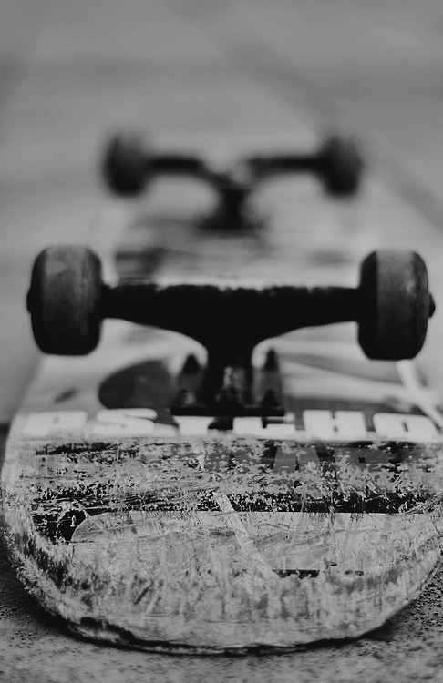 An upside down skateboard