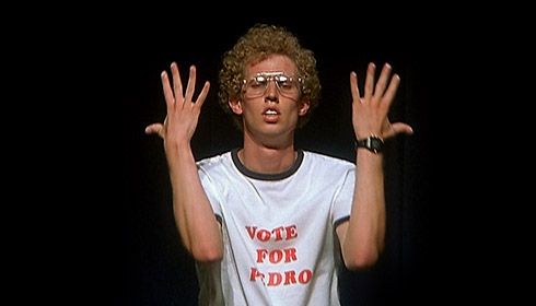 Napoleon Dynamite dancing at the school talent show.